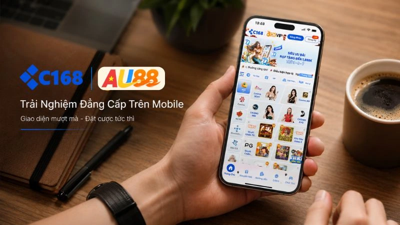 Giao diện sảnh Casino Live của nhà cái C168 hiển thị mượt mà trên điện thoại iPhone đặt trong bối cảnh thực tế.